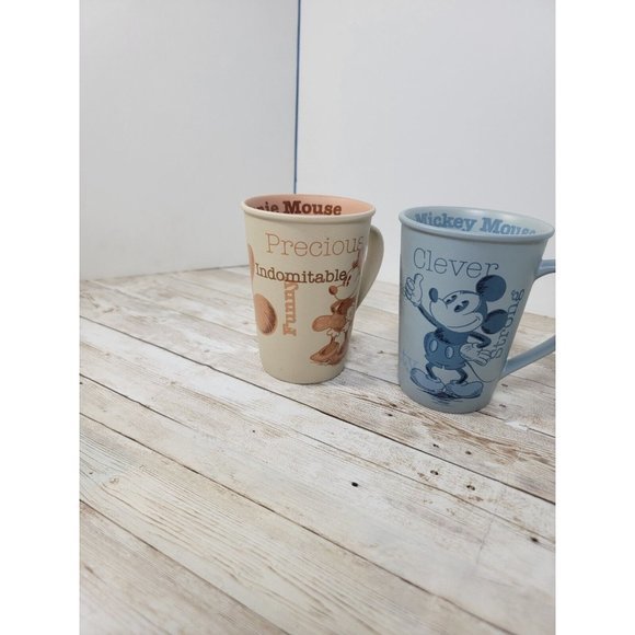 The Disney Store Mugs Mickey and Minnie Sweet Smart Matching‎ Mugs Orange Blue - Picture 7 of 10